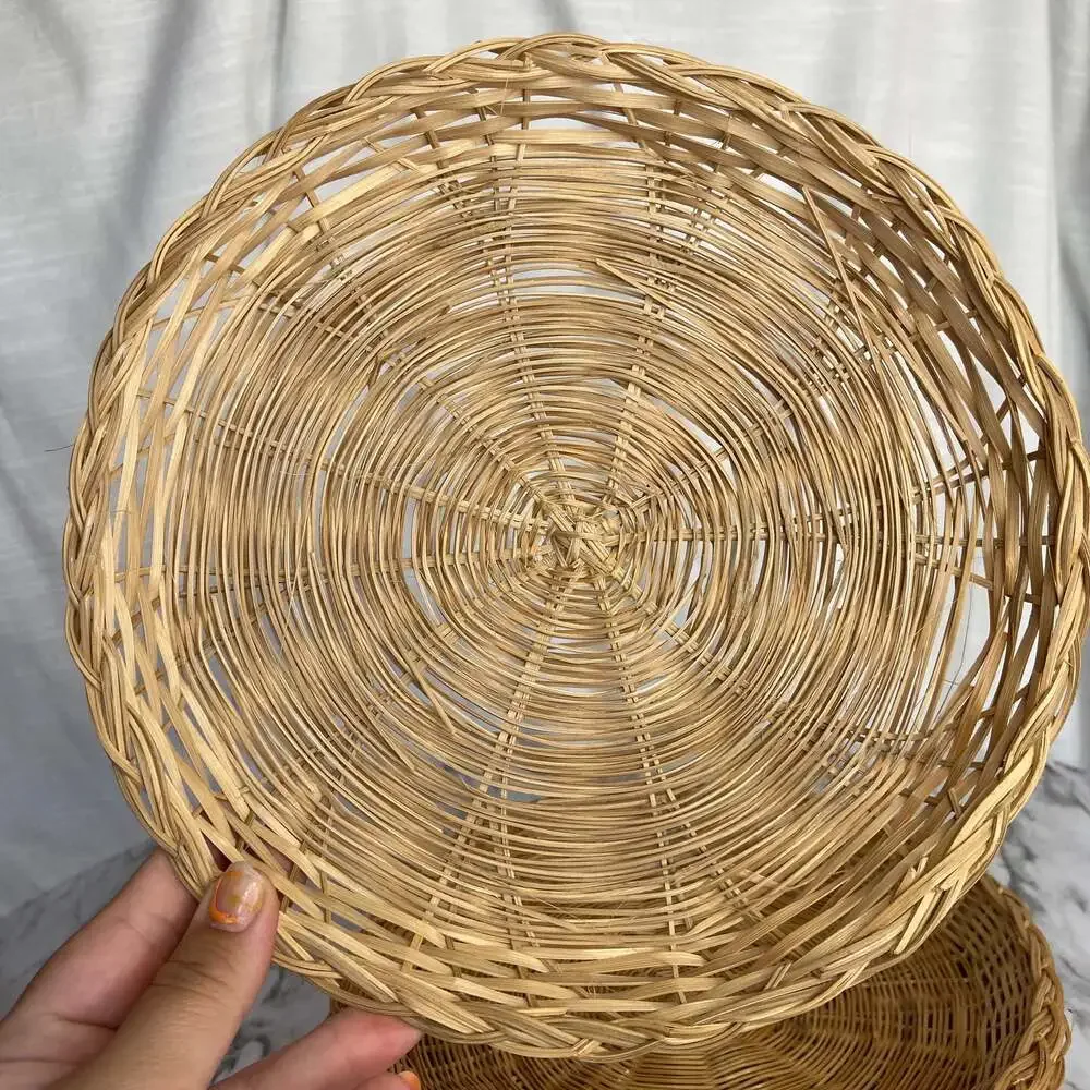 Boho Wicker Picnic Plate Holders 7pc